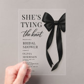Black Bow She's Tying The Knot Bridal Shower  アクリル招待状 (インサイチュ (ポータブル))