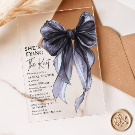 Black Bow She's Tying The Knot Bridal Shower アクリル招待状