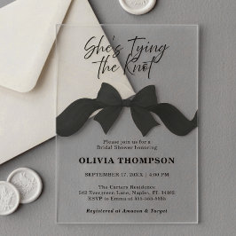 Black Bow  She's Tying the Knot Bridal Shower アクリル招待状