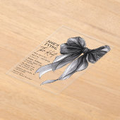 Black Bow She's Tying The Knot Bridal Shower アクリル招待状 (レイダウン)
