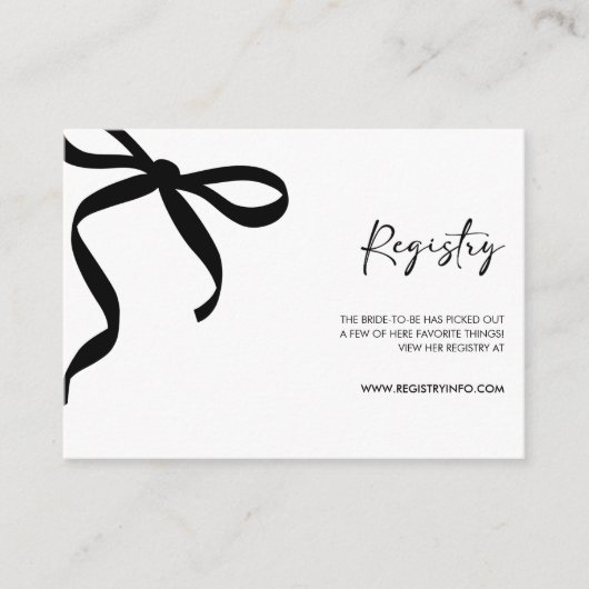 Black Bow She's Tying the Knot Bridal Shower エンクロージャーカード (正面)