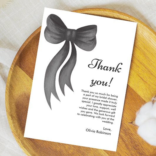 Black Bow She's Tying the Knot Bridal Shower サンキューカード