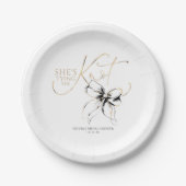 Black Bow She's Tying the Knot Bridal Shower ペーパープレート (正面)