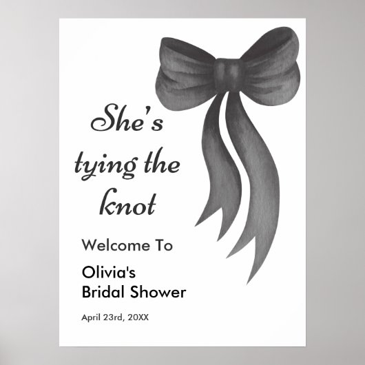 Black Bow She's Tying the Knot Bridal Shower ポスター (正面)