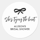 Black Bow She's Tying the Knot Bridal Shower ラウンドシール (正面)