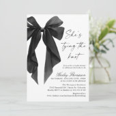 Black Bow She's Tying The Knot Bridal Shower 招待状 (スタンド正面)