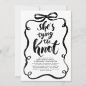 Black Bow She's Tying The Knot Bridal Shower 招待状 (正面)