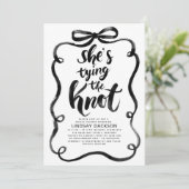 Black Bow She's Tying The Knot Bridal Shower 招待状 (スタンド正面)