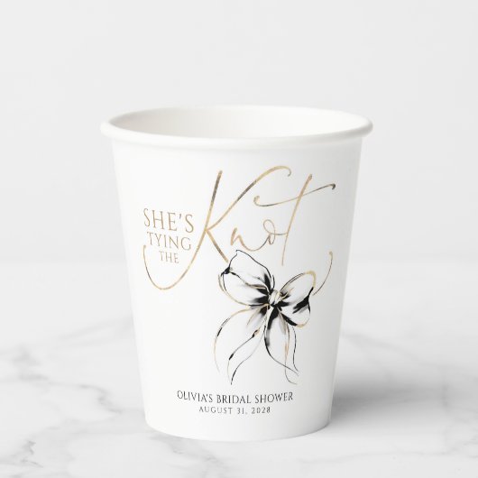 Black Bow She's Tying the Knot Bridal Shower 紙コップ (正面)