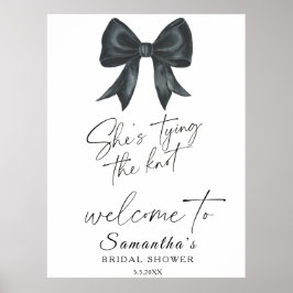 Black Bow She's tying the knot Bridal Welcome ポスター