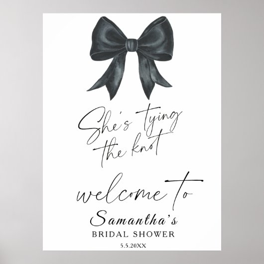 Black Bow She's tying the knot Bridal Welcome ポスター (正面)