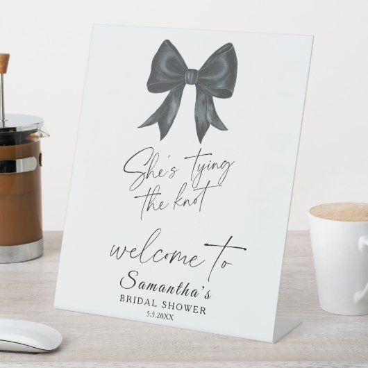 Black Bow She's tying the knot Bridal Welcome 台座サイン (インサイチュ)