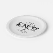 Black Bow She's Tying the Knot Chic Bridal Shower ペーパープレート (アングル)