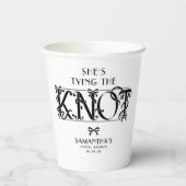 Black Bow She's Tying the Knot Chic Bridal Shower 紙コップ (裏面)