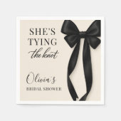 Black Bow She's Tying The Knot Party スタンダードカクテルナプキン (正面)