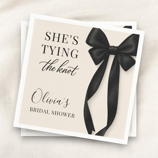 Black Bow She's Tying The Knot Party スタンダードカクテルナプキン