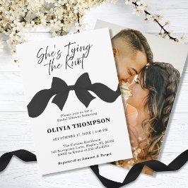 Black Bow She's Tying the Knot Photo Bridal Shower 招待状