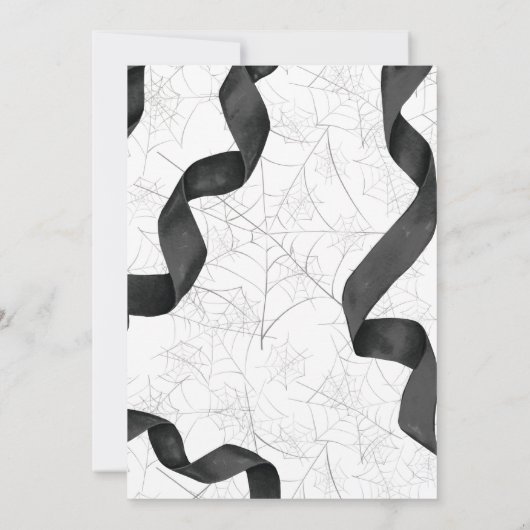 Black Bow Spider Web Coquette Halloween Birthday  招待状 (裏面)