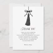 Black Bow Tassel Modern Graduation Party Photo サンキューカード (正面)