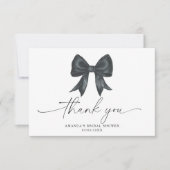 Black Bow Thank you Bridal shower  サンキューカード (正面)