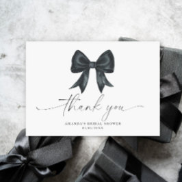 Black Bow Thank you Bridal shower  サンキューカード