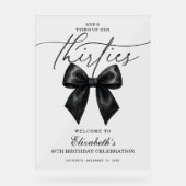 Black Bow Tying Up Her Thirties 40th Birthday アクリルサイン (正面)