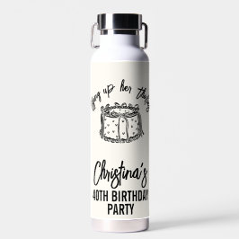Black Bow Tying Up Her Thirties 40th Birthday ウォーターボトル
