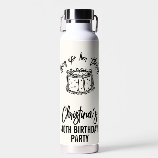 Black Bow Tying Up Her Thirties 40th Birthday ウォーターボトル (正面)