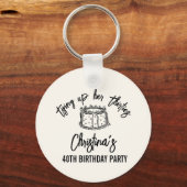 Black Bow Tying Up Her Thirties 40th Birthday キーホルダー (正面)