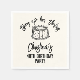 Black Bow Tying Up Her Thirties 40th Birthday スタンダードカクテルナプキン