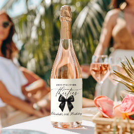 Black Bow Tying Up Her Thirties 40th Birthday ワインラベル