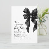 Black Bow Tying Up Her Thirties 40Th Birthday 招待状 (スタンド正面)