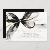 Black Bow Tying Up Her Thirties 40Th Birthday 招待状 (正面/裏面)