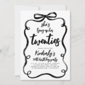 Black Bow Tying Up Her Twenties 30Th Birthday 招待状 (正面)