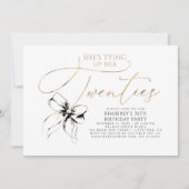 Black Bow Tying up Her Twenties 30th Birthday  招待状 (正面)