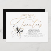 Black Bow Tying up Her Twenties 30th Birthday  招待状 (正面/裏面)