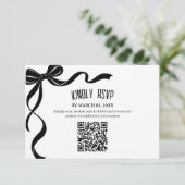 Black Bow Wedding QR code Response Insert 出欠カード (スタンド正面)