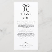 Black Bow Wedding Thank You Card QR Code サンキューカード (正面)