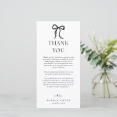 Black Bow Wedding Thank You Card QR Code サンキューカード (スタンド正面)