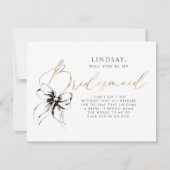 Black Bow Whimsical Modern Bridesmaid Proposal 招待状 (正面)