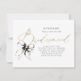 Black Bow Whimsical Modern Bridesmaid Proposal 招待状