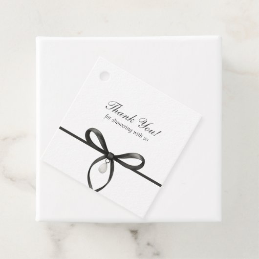 Black Bow With Pearl Old Money Bridal Thank You フェイバータグ (インサイチュ)