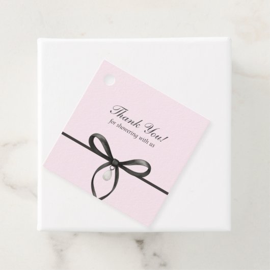 Black Bow With Pearl Old Money Bridal Thank You フェイバータグ (インサイチュ)