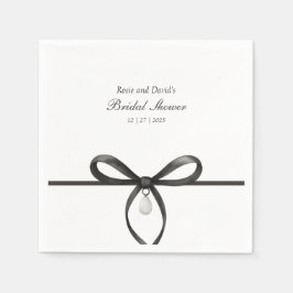 Black Bow With Pearl Old Money Style Bridal Shower スタンダードカクテルナプキン