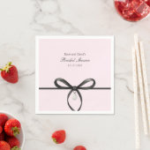 Black Bow With Pearl Old Money Style Bridal Shower スタンダードカクテルナプキン (インサイチュ)