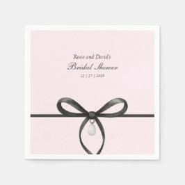 Black Bow With Pearl Old Money Style Bridal Shower スタンダードカクテルナプキン