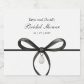 Black Bow With Pearl Old Money Style Bridal Shower スパークリングワインラベル (シングルラベル)
