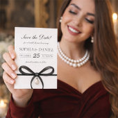 Black Bow With Pearl Old Money Style Bridal Shower セーブザデート