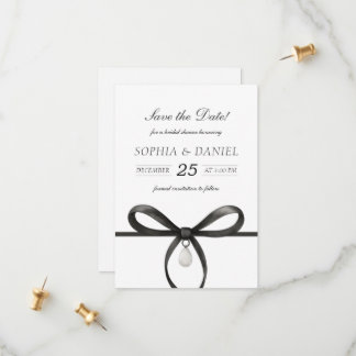 Black Bow With Pearl Old Money Style Bridal Shower セーブザデート
