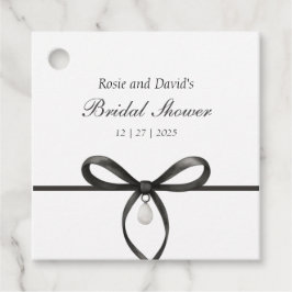 Black Bow With Pearl Old Money Style Bridal Shower フェイバータグ